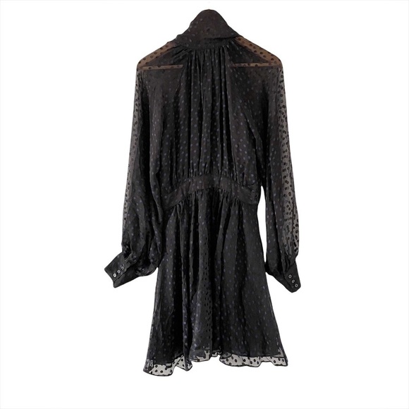 NWT Rachel Zoe Silk Tie Front Polka Dot Button Down Dress - Picture 4 of 12